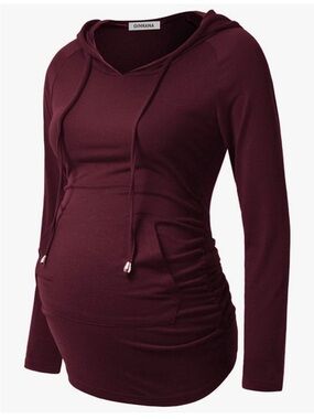 Ginkana Women’s Burgundy Long-Sleeve Maternity Hoodie